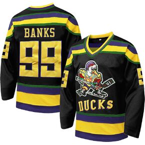 Tocament Mighty Ducks #96 Charlie Conway #99 Adam Banks #33 Greg Goldberg,90s Movie Ice Hockey Jersey for Men and Women
