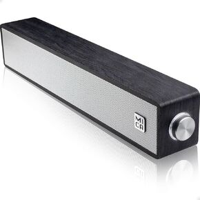 MICA Computer Speakers, Wired Computer Sound Bar, Wooden Mini Soundbar, USB Powered PC Speakers for Desktop Monitor, Laptop, Tablet, 3.5mm Aux Connection, Black (M30i)