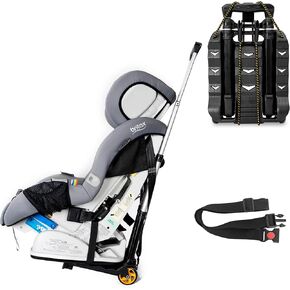 عربة سفر لمقعد السيارة من توريبيو للمطار مع حزام إبزيم، بكرة مقعد السيارة للسفر، قابلة للطي والتخزين تحت مقعد الطائرة أو مقصورة فوق الرأس in Kuwait