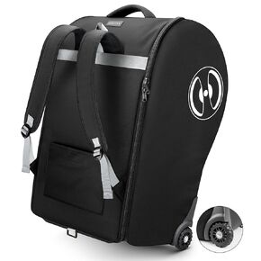 حقيبة ظهر مبطنة لمقعد السيارة من YOREPEK مع عجلات، تناسب عربة وقاعدة مقعد السيارة دونا، حقائب مقعد السيارة للسفر الجوي مع حزام الكتف، غطاء سفر لمقعد السيارة للرضع، أسود in Kuwait