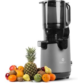 Sunlife Large Mouth Cold Press Juicer Machine - 200-Watt Slow Masticating Juicer Extractor Easy to Clean, Dishwasher Safe, and BPA-Free Juicer Machines Vegetable and Fruit (Grey)