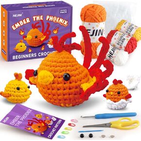 Crochet Kit for Beginners, Unicorn Crochet Kits for Kids and Adults Include Rainbow Yarn, Videos Tutorials, Eyes, and Crochet Hook - Crochet Animal Kit, Beginner Crochet Kit - Gift for Birthdays