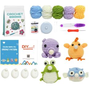 Crochet Kit for Beginners,4PCS Crochet Animal Kit with Bubbles for Beginners w Step-by-Step Video Learn to Crochet Kit for Adults Kids Women Men…