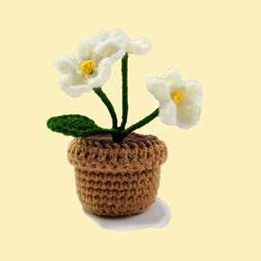 Weronique 2-Piece Myosotis Flower Crochet Kit for Beginner, Step-by-Step Crochet Tutorial Help to Easy Get Start, DIY Crochet Knitting Material Kit Gift for Sister, Mom and Friends (White)