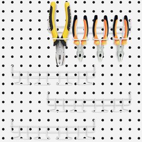 4 Pieces Pegboard Pliers Holders, Stainless Steel Pegboard Hooks Accessories Shelving Display Hooks Multi Ring Tool Holders Four Tool Multi Tool Organizer Racks for Shop Store Supermarket (Black)