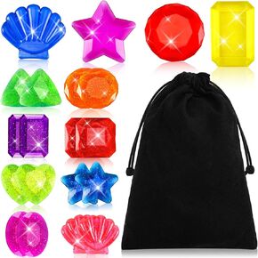 JULBEAR 20 Pcs Diving Gem Pool Toys, Colorful Big Dive Gems Pool Toys Underwater Swimming Pool Toys Precious Crystals Treasure Jewels Swim Pool Beach Toys Diving Gems for Pool for Kids