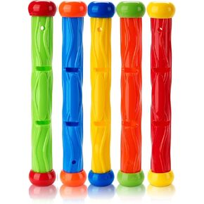 JOEY'Z 5pc Diving Toys - Kids Pool Toys, Swimming Pool Toys for Kids Ages 8-12 - Multicolored Fast Sinking Diving Sticks - Pool Toys for Kids Ages 4-8 & Toddler Pool Toys