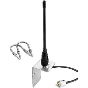 QWORK VHF Marine Antenna, Durable Rubber Construction, Stainless Steel Hardware for Boats and Yachts,156-163MHz 2dBi Gain, 50W Power Capacity with 16.4ft RG58 Coax Cable