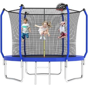 Tatub ترقية 10FT 8FT 12FT 14FT الترامبولين للأطفال والكبار، الترامبولين في الهواء الطلق مع طوق كرة السلة وشبكة الضميمة، مجموعة الملحقات، الترامبولين في الفناء الخلفي للأطفال والكبار 4-8