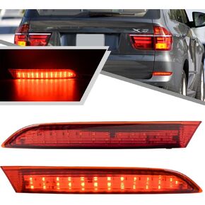 2 قطعة LED الأحمر المصد الخلفي عاكس ضوء لسيارات BMW X5 E70 2007-2013 LED ضوء الفرامل الذيل ضوء استبدال OEM المصد الخلفي عاكس عدسة حمراء #63217158950