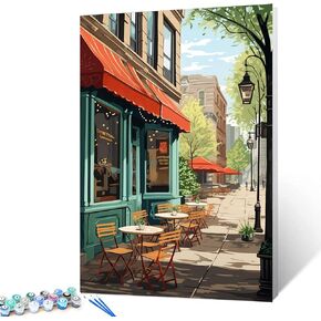 Graffitic America Cityscape Painting Paint by Number Kits 16 x 20 inch Broadway Theatre, New York Canvas DIY Street View Painting for Kids Adults Beginner with Brushes and Acrylic Art (Without Frame)