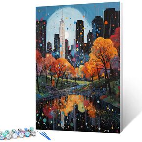 مجموعة طلاء غرافيتيك أمريكا سيتي سكيب حسب الأرقام، 16 × 20 بوصة، مسرح برودواي، لوحة قماش نيويورك DIY لعرض الشارع للأطفال والكبار المبتدئين مع فرش وفن أكريليك (بدون إطار)