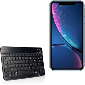 BoxWave Keyboard Compatible with Apple iPhone XR (Keyboard SlimKeys Bluetooth Keyboard, Portable Keyboard with Integrated Commands for Apple iPhone XR - Jet Black