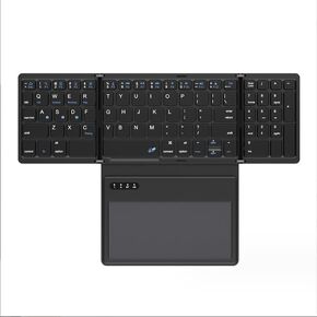 OJelay Portable Pocket-Sized Foldable Bluetooth Keyboard with Large Touchpad and Number Pad - Wireless Mini Keyboard for Android, Windows, PC, Tablet - Rechargeable Li-ion Battery Included