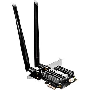 بطاقة واي فاي GLOTRENDS WiFi 6E AX5400 PCIe للكمبيوتر المكتبي، بلوتوث 5.3، WPA3، 802.11ax محول لاسلكي ثلاثي الموجات مع MU-MIMO، OFDMA، زمن استجابة منخفض للغاية، يدعم Windows 11، 10 (64 بت)