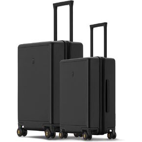 LEVEL8 Elegance PC Matte Hardshell Luggage Set, 20" Carry-On and 24" Checked Medium Luggage - Black