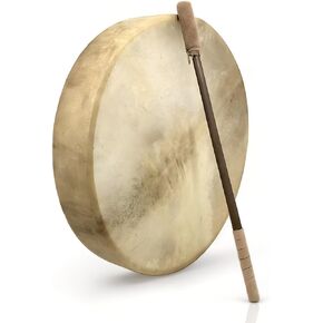 GMP Traditional Frame Drum/Bodhran with Handle, 15" Diameter | Natural Goatskin Head, Comes with Wood and Leather Mallet