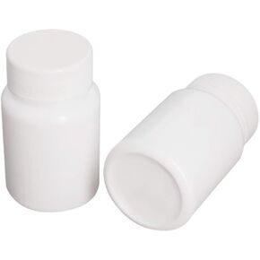 Othmro PE Plastic Lab Chemical Reagent Bottles 20pcs, 60ml/2oz Wide Mouth 25mmID Round Sample Liquid Storage Container Sealing Bottles White with Cap