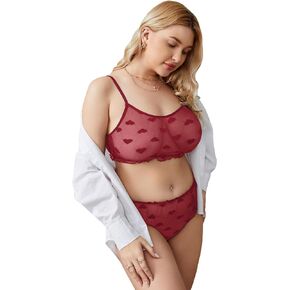 SOLY HUX Women's Mesh Sheer See Through Lingerie Set Sexy Lace Bra and Panty 2 Piece