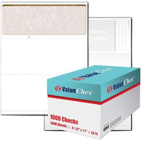 VersaCheck ValueChex Blank Check Paper - Form #1000 Business Voucher Check on Top - Tan - Classic - 1000 Sheets/1000 Checks