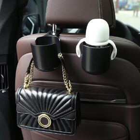 Movecup Car Seat Headrest Hook Hanger Storage Organizer Universal with Cup Holder for Handbag fit Universal Vehicle Car (Black) in Saudi Arabia