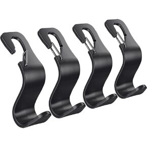 Headrest Hooks with Release Clip, Vehicle Seat Hooks for Purses and Bags, Car Bag Holder for Handbag Hat Grocery Bags Clothes Hat Jacket Backpack, 4 Pack