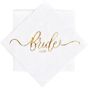 P.G Collin Bride to Be Gold Napkins, Bridal Shower Bachelorette Wedding Engagement Party Decorations Supplies, 2 Ply, 50 count