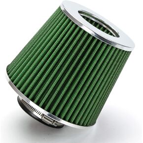 GREEN 6" 152 mm Inlet Truck Cold Air Cone Replacement Performance Washable Clamp-On Dry Air Filter (8" Tall)