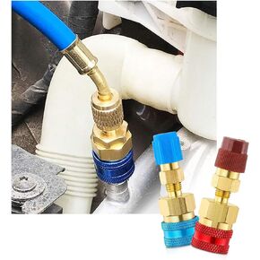 Ziciner 4 PCS R1234YF Quick Couplers Kit, R1234YF to R134A Conversion Kit, High & Low Side Quick Couplers Adapters, Hose Fitting Connector for Car Air Conditioning AC Charging