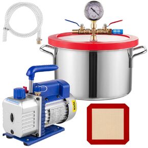 Bestauto Vacuum Pump 2 Gallon Vacuum Chamber Silicone Expoxy Degassing with 4CFM 1/3HP Single Stage Vacuum Pump