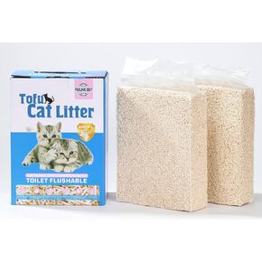 FEELING BEST Tofu Cat Litter 11.2LB(5.6lb×2bag) Clumping, 100% Food Grade Raw Materials, Clumping,Flushable,Ultra Absorbent and Fast Drying,Solubility in Water,Really Dust-Free,Less Scattering