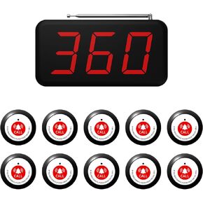 Caregiver Call Button 2000+ Feet,Call Bell with 10 Waterproof Alarm Pagers and 1 Receiver,Nurse Call System for Elderly,Patients,Wireless Calling System for Restaurant|Clinic|Nursing Home