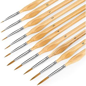 Miniature Paint Brushes, 10PC Fine Detail Paint Brush Set, Mini Small Painting Brushes for Art, Crafts, Acrylic, Watercolor, Oil, Model, Face, Warhammer 40k & Paint by Number, Citadel, Figurine-Wood