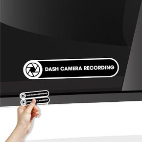 Dash Camera Recording in Car Sticker | Dash Cam Vinyl Sticker Sign | in Car Camera Recording | 2 Pack Car Window Small Sticker | Black Glossy 5x1 Inches Waterproof Sticker (Small)