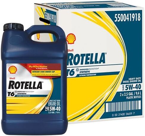 زيت محرك Shell Rotella 550019921-3PK T6 اصطناعي كامل للخدمة الشاقة 5W-40، 1 جالون، عبوة من 3 قطع in Saudi Arabia