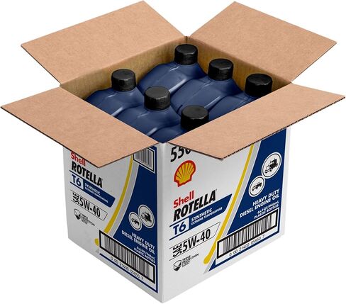زيت محرك Shell Rotella 550019921-3PK T6 اصطناعي كامل للخدمة الشاقة 5W-40، 1 جالون، عبوة من 3 قطع in Saudi Arabia