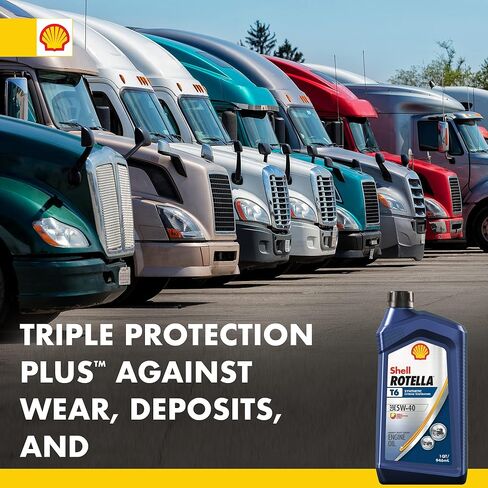 زيت محرك Shell Rotella 550019921-3PK T6 اصطناعي كامل للخدمة الشاقة 5W-40، 1 جالون، عبوة من 3 قطع in Saudi Arabia