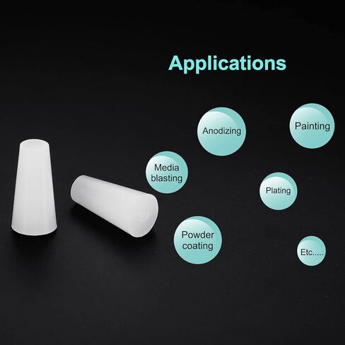 MECCANIXITY سدادة مدببة من مطاط السيليكون من 7 مم إلى 12 مم باللون الأبيض الصلب لطلاء المسحوق، والطلاء، والأكسدة، والطلاء، والسفع الرملي، والاستخدام المختبري 5 قطع in Kuwait