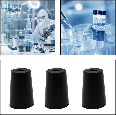 PENCK 6 قطعة سدادة مطاطية مع ثقب 33 مللي متر إلى 41 مللي متر مدبب التوصيل الأسود أنابيب الاختبار سدادات Bungs للاستخدام المنزلي في المختبر in Kuwait