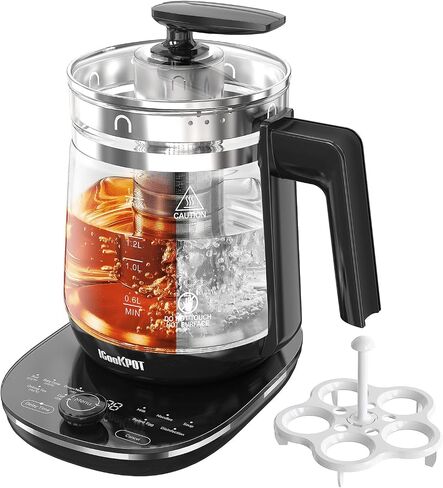 Hot Tea Maker Glass Electric Kettle with Infuser and Temperature Control,1.5L Stainless Steel 1200W Rapid Boiling,Programmable Control for your Favorite Teas and Coffee,Black in Kuwait