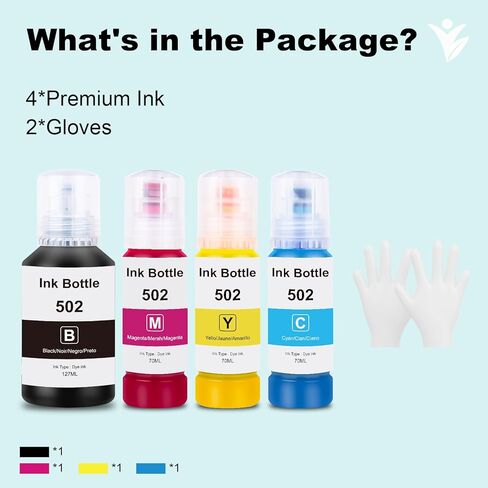 زجاجات إعادة تعبئة الحبر YUANQIMM 502 (ليس حبر التسامي) بديلة لـ 502 حبر إعادة التعبئة T502 للاستخدام مع ET-2750 ET-4760 ET-3750 ET-4750 ET-3710 ET-3700 ET-2850 ET-2760 ET-3760 ET-2700 ET -15000 طابعة in Kuwait