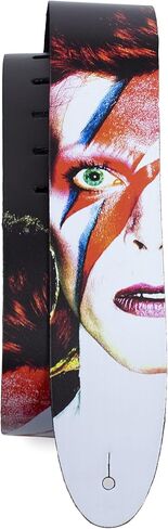 Perri's Leathers، حزام جيتار جلدي مرخص رسميًا من David Bowie، سلسلة مباشرة إلى الجلد، مضاد للانزلاق، قابل للتعديل من 42.5 بوصة إلى 56 بوصة، متوافق مع جميع أنظمة قفل الأزرار in Kuwait