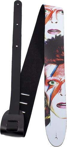 Perri's Leathers، حزام جيتار جلدي مرخص رسميًا من David Bowie، سلسلة مباشرة إلى الجلد، مضاد للانزلاق، قابل للتعديل من 42.5 بوصة إلى 56 بوصة، متوافق مع جميع أنظمة قفل الأزرار in Kuwait