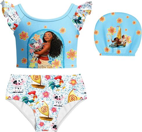 QAQGood Girls Princess Cartoon 3 Pcs Swimsuit Swimwear Kids Summer Beach in Saudi Arabia