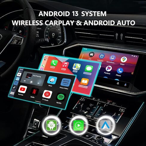 BINIZE The Carplay Ai Box Magic AI Box 2.0 Wireless Carplay/Android جهاز بث تلقائي للسيارة Android 13 Magicbox Carplay يدعم NetfIix/YouTube/Tiktok/Hulu/Disney+ 8Core مع خط إمداد الطاقة in Kuwait