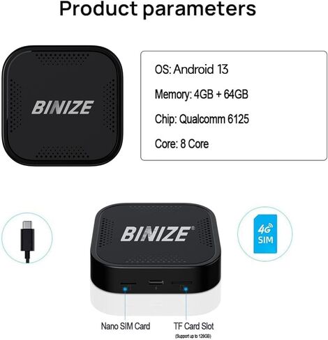 BINIZE The Carplay Ai Box Magic AI Box 2.0 Wireless Carplay/Android جهاز بث تلقائي للسيارة Android 13 Magicbox Carplay يدعم NetfIix/YouTube/Tiktok/Hulu/Disney+ 8Core مع خط إمداد الطاقة in Kuwait