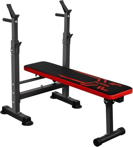 GLFERA Adjustable Weight Bench with Squat Rack, Bench Press Strength Training Bench with Dip Station, Folding Multifunctional Workout Bench for Home Gym in Saudi Arabia