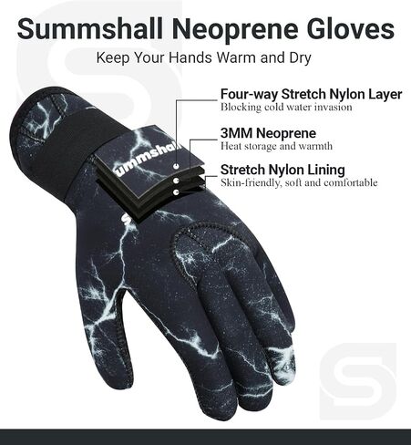 Summshall Neoprene Gloves, 3mm Wetsuit Gloves for Men Women, Thermal Keep Warm Diving Gloves Anti Slip Surfing Gloves for Spearfishing Swimming Rafting Kayaking Paddling in Saudi Arabia