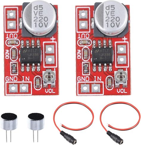 DKARDU 2PCS DC 5V-12V Mini Microphone Amplifier Board Micro Electret Amplifier MIC Condenser Amplifier Module with 2PCS Electret Microphone, 2PCS Power Cable in Saudi Arabia