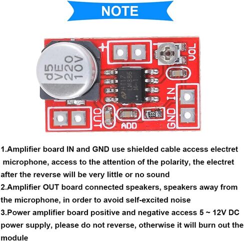 DKARDU 2PCS DC 5V-12V Mini Microphone Amplifier Board Micro Electret Amplifier MIC Condenser Amplifier Module with 2PCS Electret Microphone, 2PCS Power Cable in Saudi Arabia